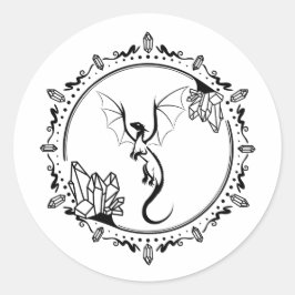 Black and White Legendary Crystal Elegant Dragon Runt Klistermärke