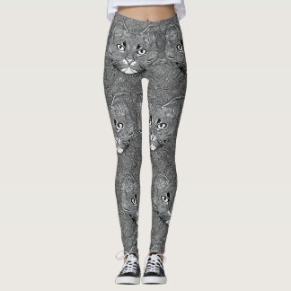 Black and White leggings for Cat Lovers