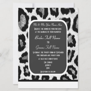 Black and white leopard print bröllop inbjudningar
