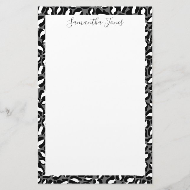 Black and White Leopard print | Personlig Brevpapper (Framsida)