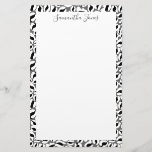 Black and White Leopard print   Personlig Brevpapper
