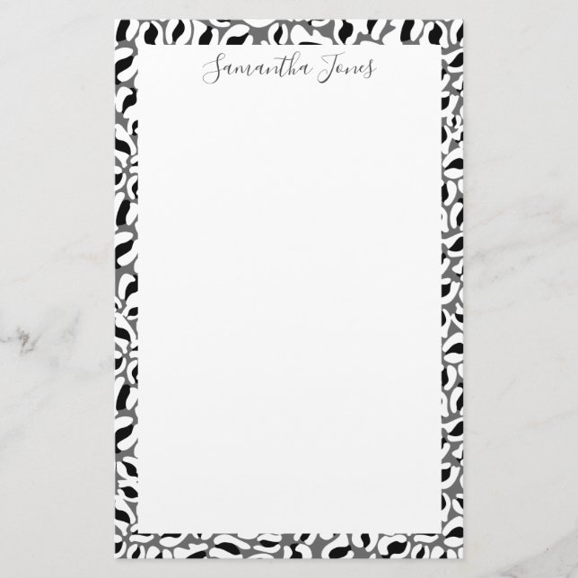 Black and White Leopard print | Personlig Brevpapper (Framsida)