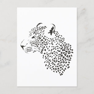 Black and White Leopard Vykort