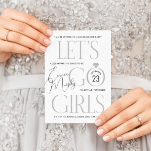Black and White Lets Go Girls Bachelorette Party Inbjudningar
