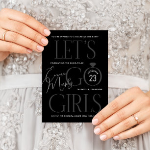 Black and White Lets Go Girls Bachelorette Party Inbjudningar