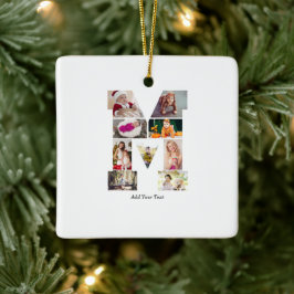 Black and White Letter M Photo Collage Julgransprydnad Keramik