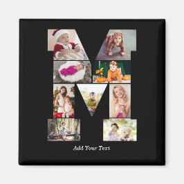 Black and White Letter M Photo Collage Magnet