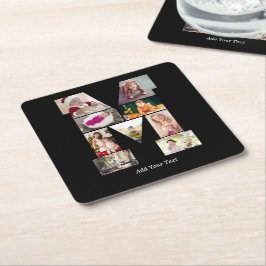 Black and White Letter M Photo Collage Underlägg Papper Kvadrat