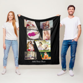 Black and White Letter N Photo Collage Fleecefilt