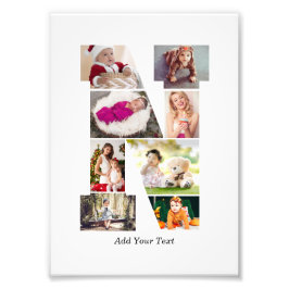 Black and White Letter N Photo Collage Fototryck