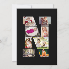 Black and White Letter N Photo Collage Julkort