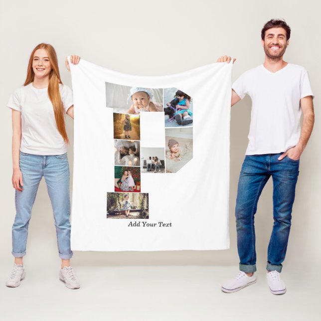 Black and White Letter P Photo Collage Fleecefilt (På plats)