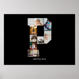 Black and White Letter P Photo Collage Poster