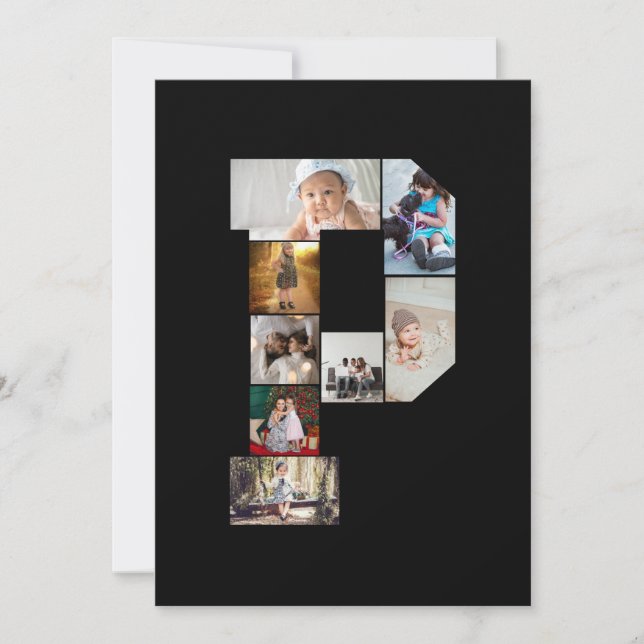 Black and White Letter P Photo Collage Tack Kort (Framsida)