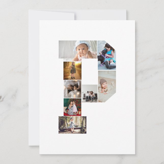Black and White Letter P Photo Collage Tack Kort (Framsida)