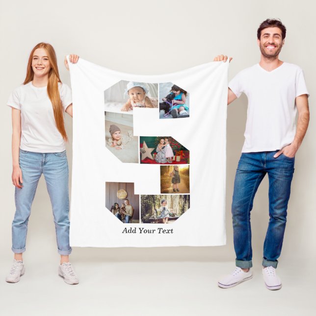 Black and White Letter S Photo Collage Fleecefilt (På plats)