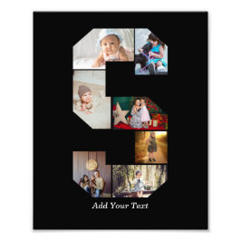 Black and White Letter S Photo Collage Fototryck