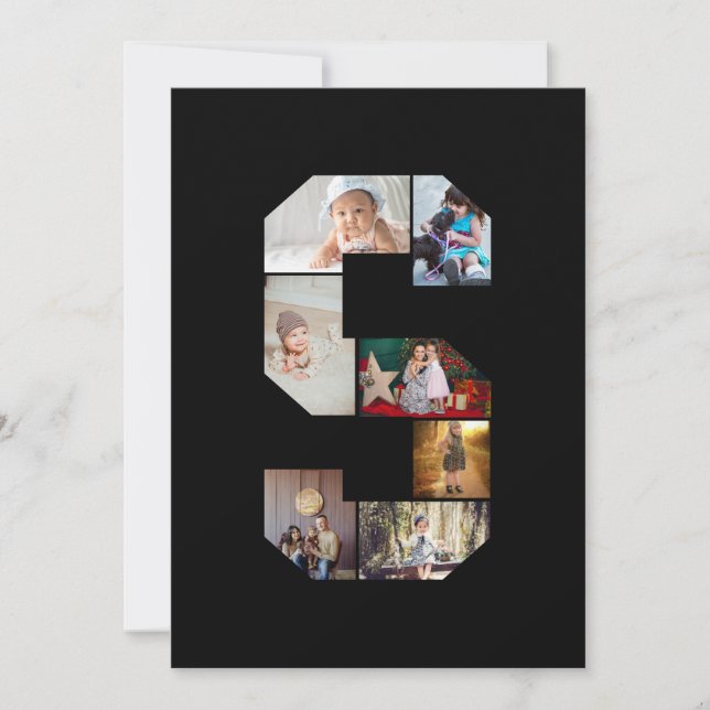 Black and White Letter S Photo Collage Kort (Framsida)