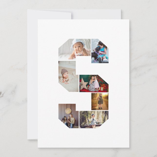 Black and White Letter S Photo Collage Tack Kort (Framsida)