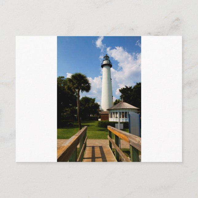 Black and White Lighthouse Jekyll Island Georgia Vykort (Framsida)
