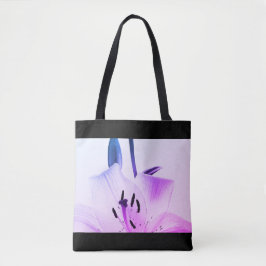 Black and White Lily Miami Black Rim Tote Bag Tygkasse