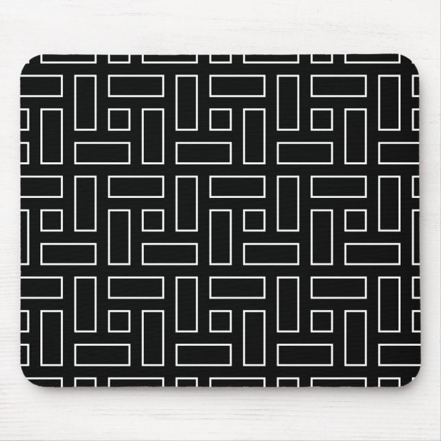 Black and White Linear Block Pattern - Black Musmatta (Framsidan)