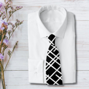 Black and White Linjer Neck Tie Slips