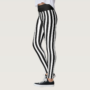 Black and White Lodrät Rand Halloween Costume Leggings
