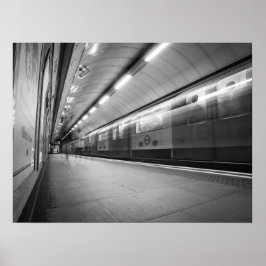 Black and White London Underground Speeding Tåg Poster