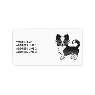 Black and White Long Jacka Chihuahua Tecknad hund Adressetikett