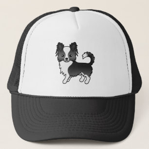 Black and White Long Jacka Chihuahua Tecknad hund Keps