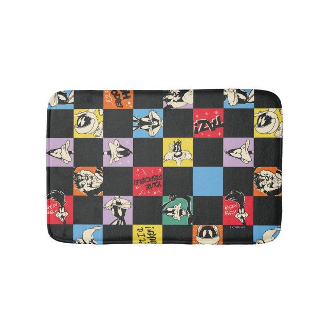 Black and White LOONEY TUNES™ in Colorful Checker Badrumsmatta (Framsidan)
