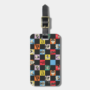 Black and White LOONEY TUNES™ in Colorful Checker Bagagebricka