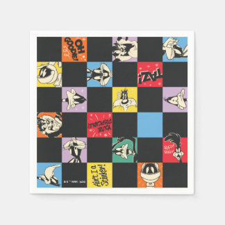 Black and White LOONEY TUNES™ in Colorful Checker Pappersservett