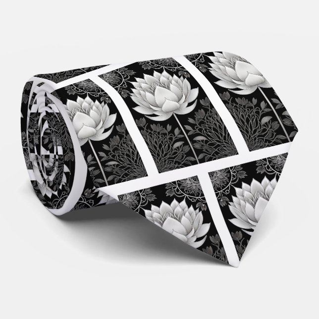 Black and White Lotus Mönster Slips (Rullad)