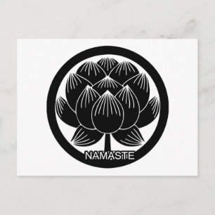 Black and White Lotus Namaste Vykort