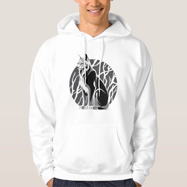 Black and White Lynx Hoodie (Framsida)