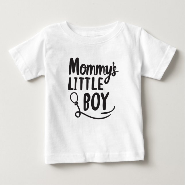 Black and White Mammas Little Boy New Son Mamma T Shirt (Framsida)