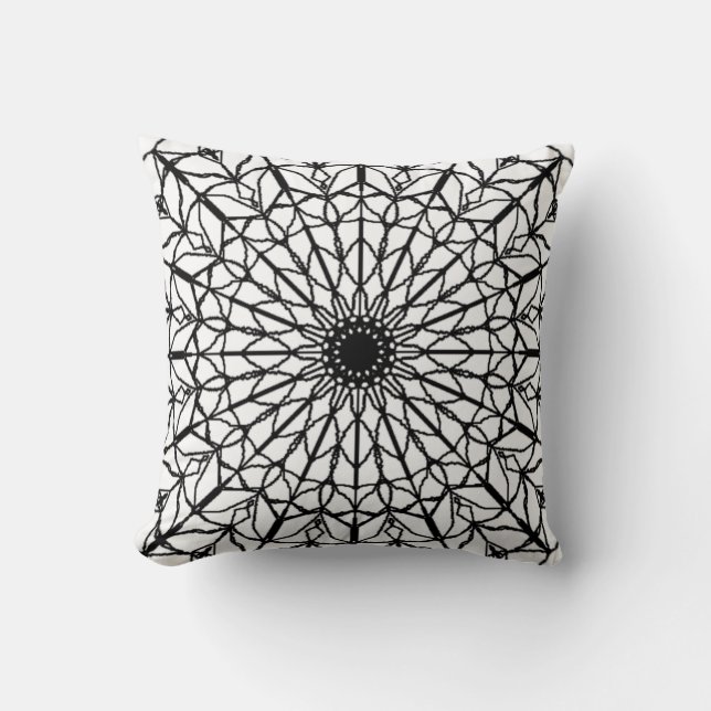 Black and White Mandala Dekorativ kudde (Framsida)