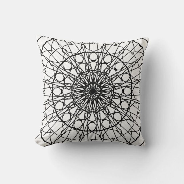 Black and White Mandala Dekorativ kudde (Framsida)