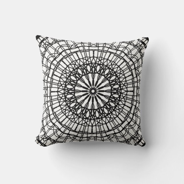 Black and White Mandala Dekorativ kudde (Framsida)