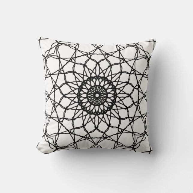 Black and White Mandala Dekorativ kudde (Framsida)