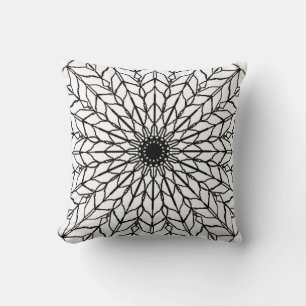 Black and White Mandala Dekorativ kudde