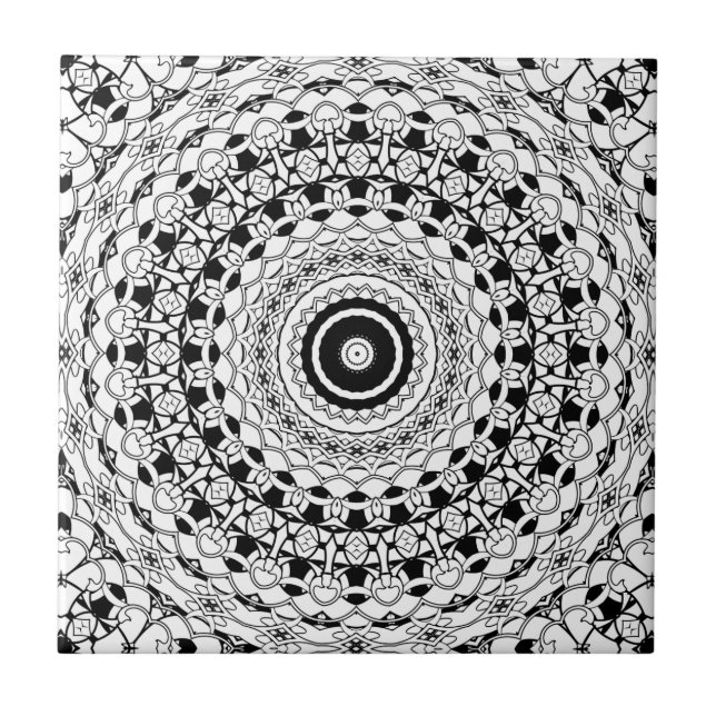 Black and White Mandala Kakelplatta (Framsidan)
