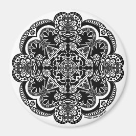 Black and White Mandala Magnet