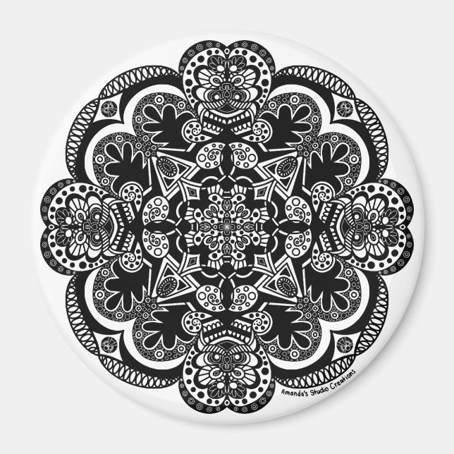Black and White Mandala Magnet (Framsidan)