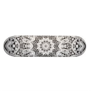 Black and White Mandala Mini Skateboard Bräda 18,5 Cm