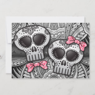 Black and White Mandala Modern Sugar Skull Bröllop Inbjudningar