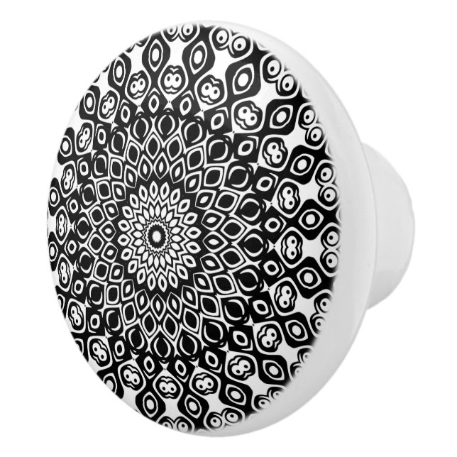Black and White Mandala Mönster Knopp (Höger)