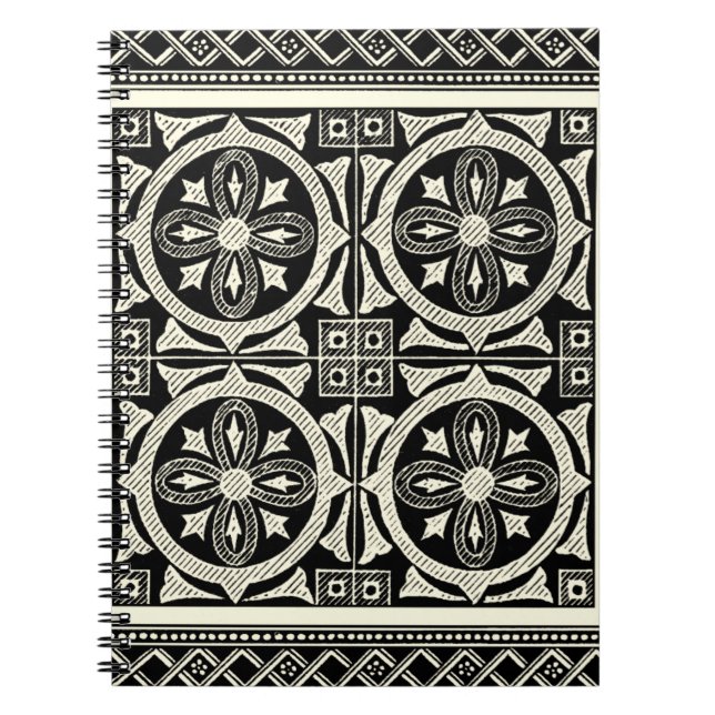 Black and White Mandala Motif by Vision Studio Anteckningsbok Med Spiral (Framsidan)